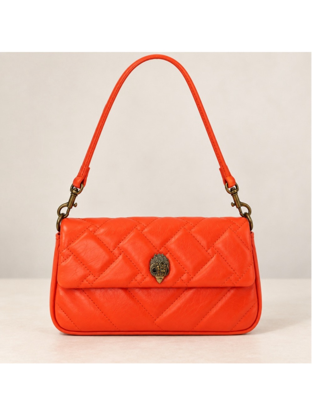 Kurt Geiger London Pickle Orange Leather Quilted Shoulder Bag